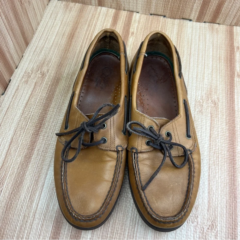 Quoddy Shoes Mens 10 Brown Leather Boat Camp Slip On Moccasins Comfort